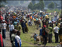 Desplazados en el campamento de Kibati
